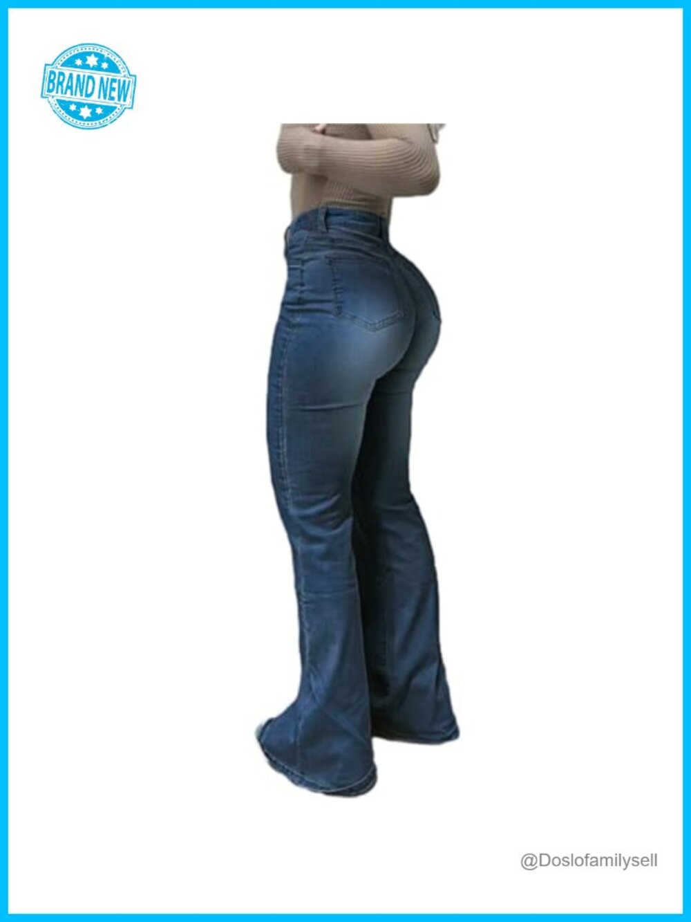 Women's High Waisted Flare Bell Bottom Stretch Denim Jeans